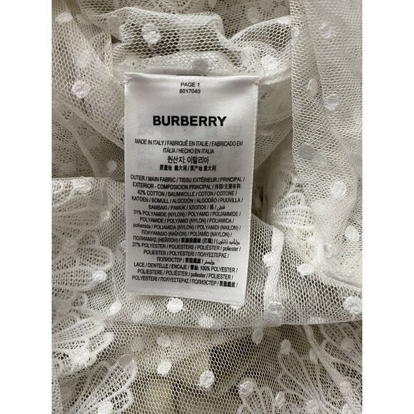 Burberry 2 Sheer White Lace Tulle Dress Polka Dot Scalloped Embroidered NWT - Picture 8 of 8